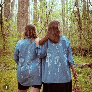 Floral Blue Jean Jacket